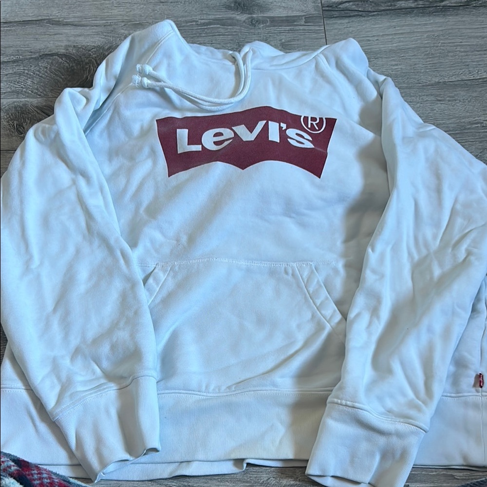Levi's White Hoodie with Red Logo